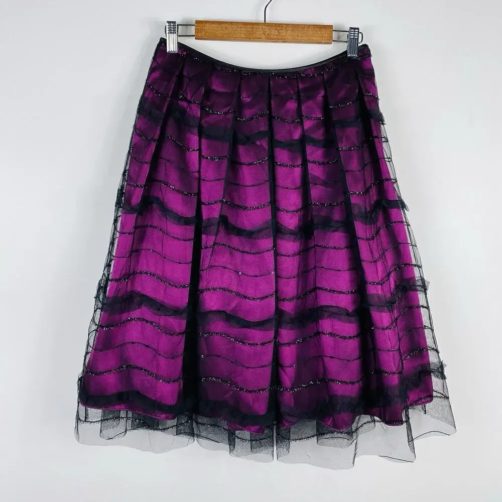 Adrianna Papell Size 4 Evening Essentials Tulle Sequin Skirt Purple Party Event